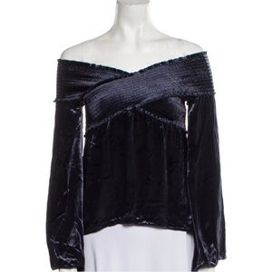 CHARO RUIZ Hince off shoulder velvet long sleeve shirt blouse sz large new